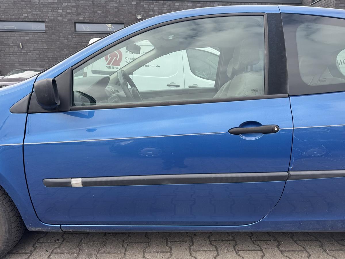 Renault Clio 3 original T&uuml;r vorn links TEI45 Blau Ottoman 3-T&uuml;rer Rohbau Bj.2005